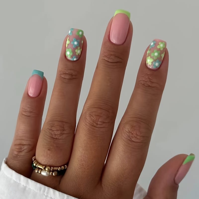 KissICON 120PCS Press On Nails (5 sets) KissIcon 120Pcs French Tip Press On Nails Floral