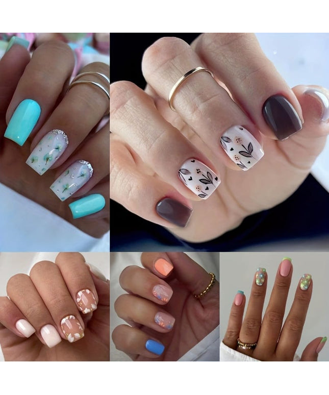 KissICON 120PCS Press On Nails (5 sets) KissIcon 120Pcs French Tip Press On Nails Floral