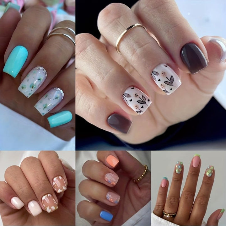 KissIcon 120Pcs French Tip Press On Nails Floral