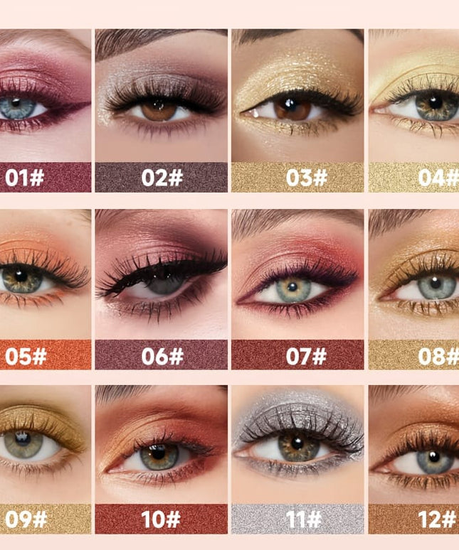 KissICON 12color Glitter Shimmer Eyeshadow Palette Vibrant Longlasting