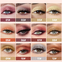 KissICON 12color Glitter Shimmer Eyeshadow Palette Vibrant Longlasting