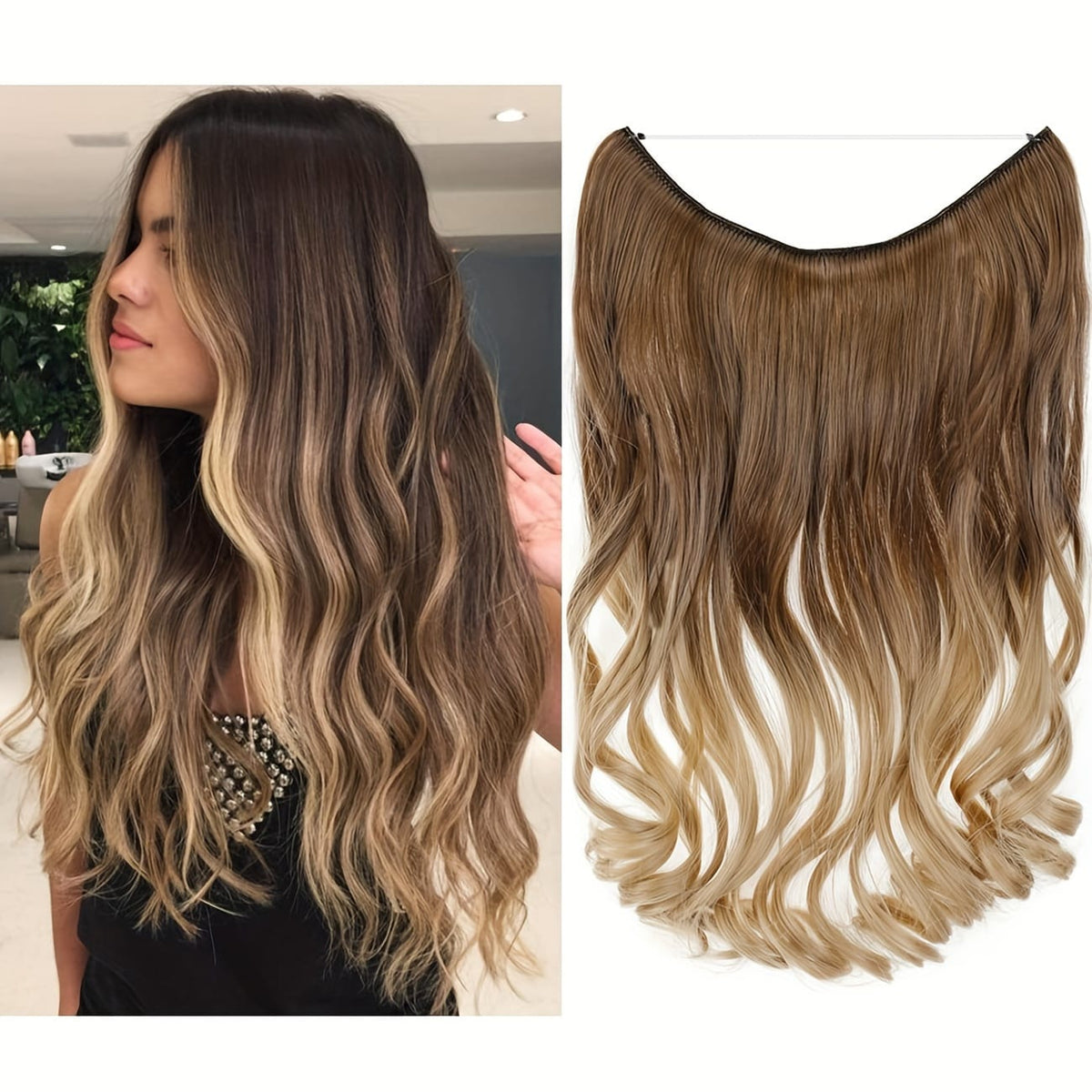 KissICON 12H18-Brown&Blonde Kissicon Hair Extensions Hidden Wire Secure