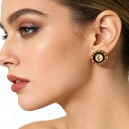 KissICON Earrings 12mm Roman Numeral CZ Stud Earrings in Stainless Steel