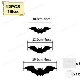 KissICON 12PCS-1Box Halloween Bat/Spider Decor Night Light 3D Purple/Green Lights Wall Sticker for Self-adhesive Decor Halloween Party Decoration