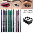 12pcs Eyeliner Pencil with Sharpener Set
