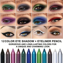 KissICON 12pcs Eyeliner Pencil with Sharpener Set 2in1 Eyeliner Pens – Color Shadow Waterproof