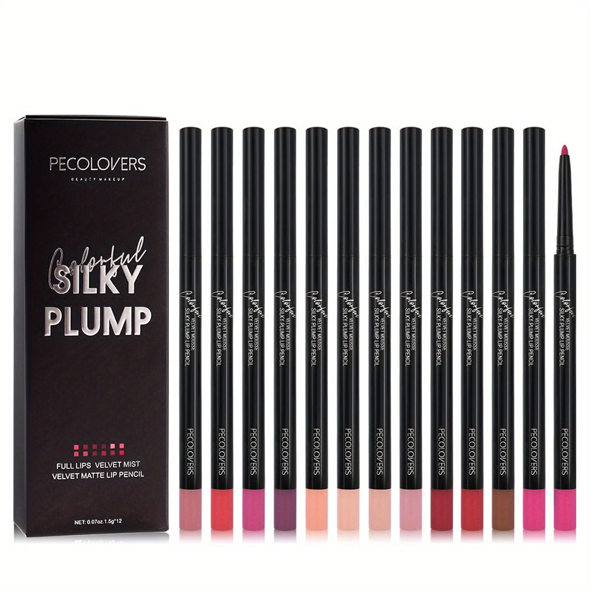 KissICON 12PCS KissIcon Matte Lip Liner Pencil Set Waterproof Long