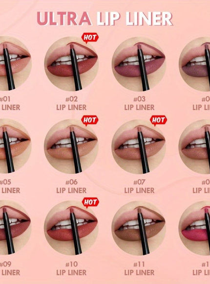 KissICON 12PCS KissIcon Matte Lip Liner Pencil Set Waterproof Long