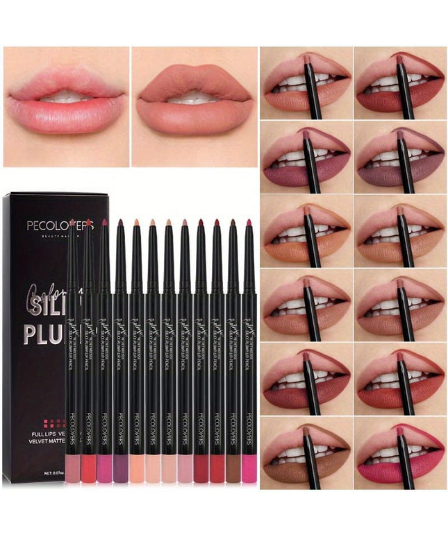 KissICON 12PCS KissIcon Matte Lip Liner Pencil Set Waterproof Long