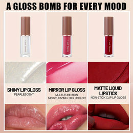 KissICON 12pcs Lipstick Set 12shade Velvet Matte Mirror Lip Gloss Lipstick Set