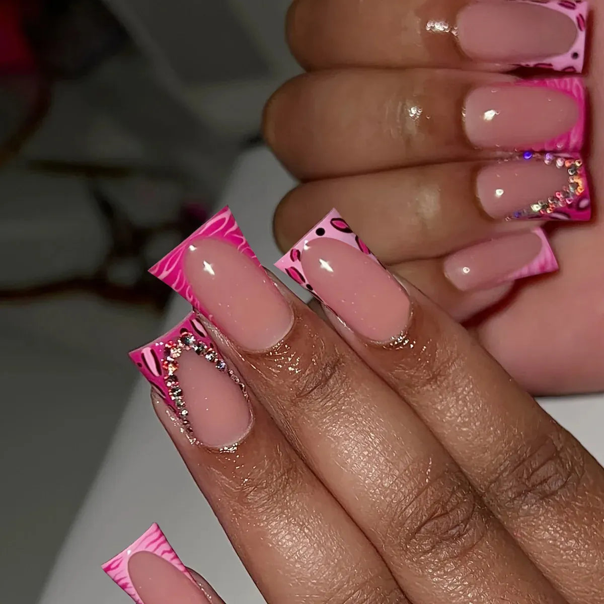 KissICON 13 / CHINA KissIcon Duckbill Pink Leopard Fake Nails Full Cover