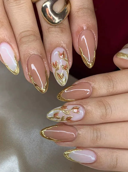 KissICON 13 Floral Garden Fresh Press On Nails Almond Stiletto