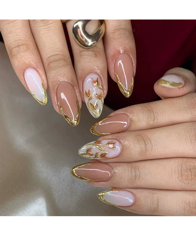 KissICON 13 Floral Garden Fresh Press On Nails Almond Stiletto