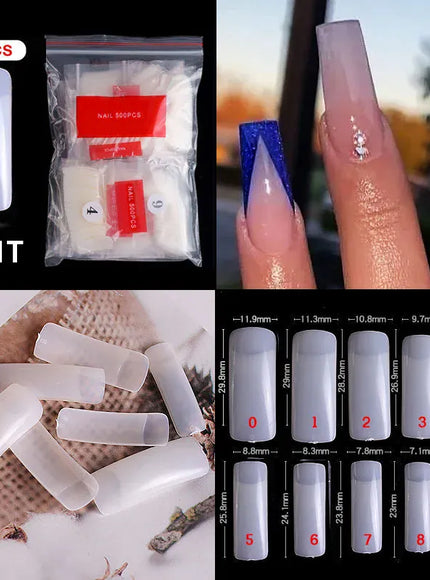 KissICON 13 Natural / CHINA Mid Length Press On Nails Clear Natural 500pcs