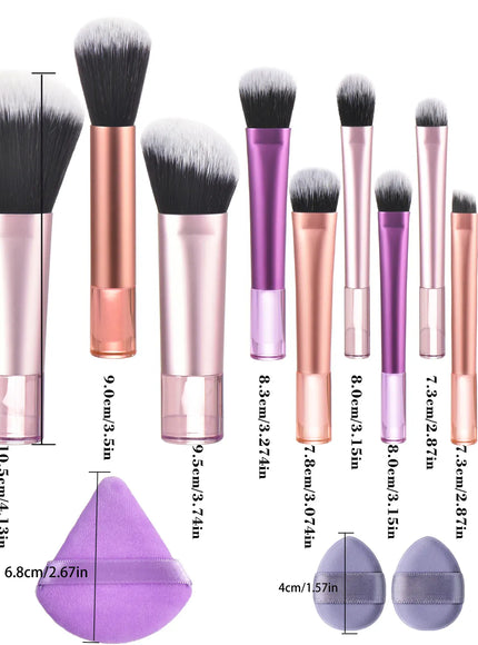 KissICON 13 PCS KissIcon 10 Color Mini Makeup Brush Set Portable