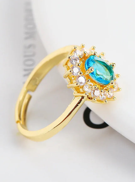 KissICON 13 / resizable Kissicon Lady Blue Crystal Bridal Ring –