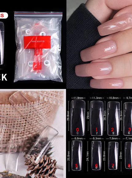 KissICON 13 Transparent / CHINA Mid Length Press On Nails Clear Natural 500pcs