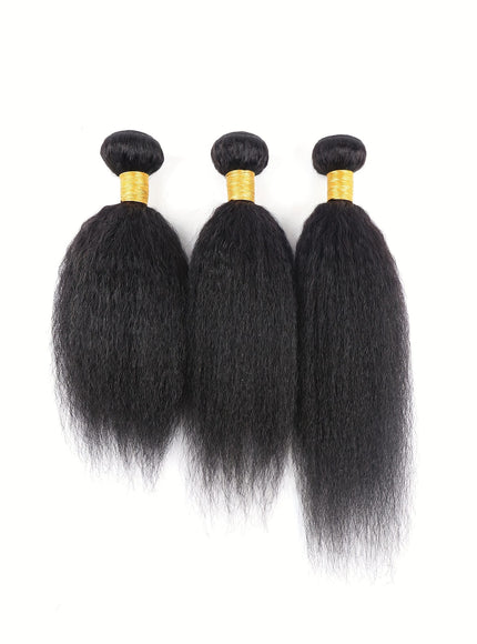 KissICON 14 16 18 / Natural Black Brazilian Yaki Straight Extensions 3 Bundles Remy Black