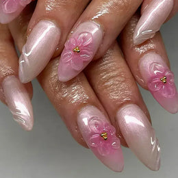 KissICON 14 KissIcon False Nails Press On Almond Flower Bow