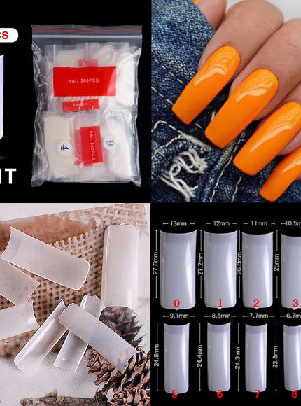 KissICON 14 Natural / CHINA Mid Length Press On Nails Clear Natural 500pcs