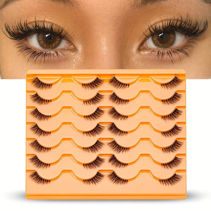 KissIcon Half Eye Lashes 14 Pairs Slender Fluffy