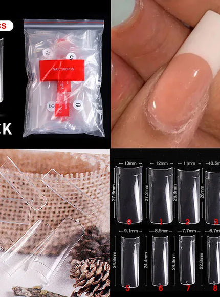 KissICON 14 Transparent / CHINA Mid Length Press On Nails Clear Natural 500pcs