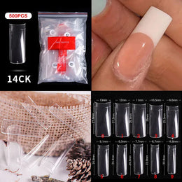 KissICON 14 Transparent / CHINA Mid Length Press On Nails Clear Natural 500pcs