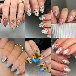 KissICON 144pcs Press On Nails KissIcon Sunflower Press On Nails Almond Medium Cat