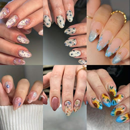 KissICON 144pcs Press On Nails KissIcon Sunflower Press On Nails Almond Medium Cat