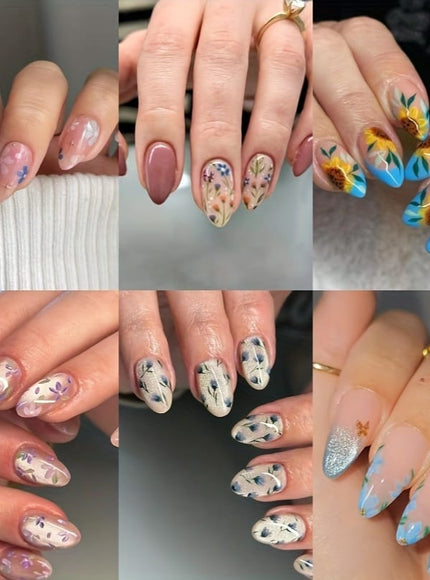 KissICON 144pcs Press On Nails KissIcon Sunflower Press On Nails Almond Medium Cat