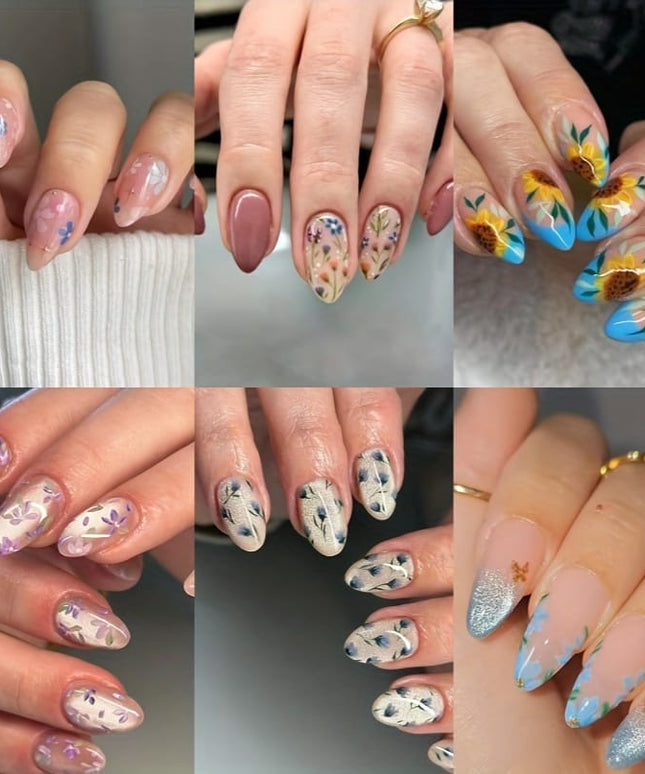 KissICON 144pcs Press On Nails KissIcon Sunflower Press On Nails Almond Medium Cat