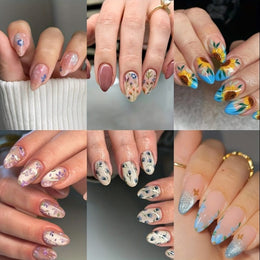 KissICON 144pcs Press On Nails KissIcon Sunflower Press On Nails Almond Medium Cat