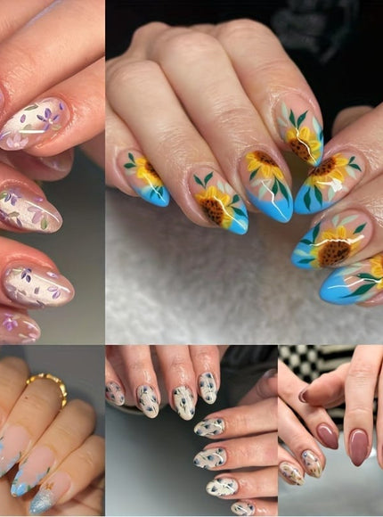 KissICON 144pcs Press On Nails KissIcon Sunflower Press On Nails Almond Medium Cat