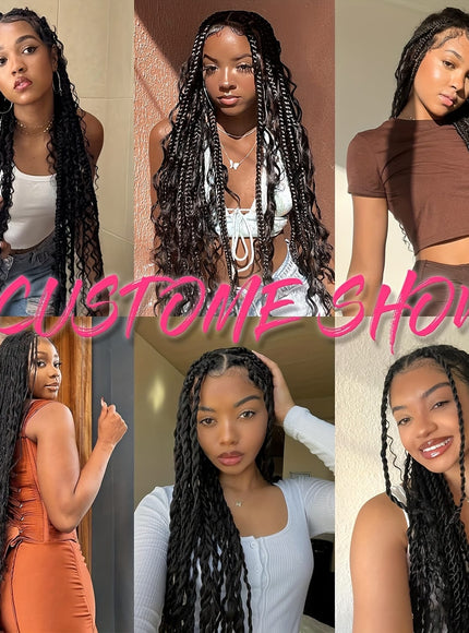 8 Pcs Black Wool Hair Braiding Crochet Extensions Bra