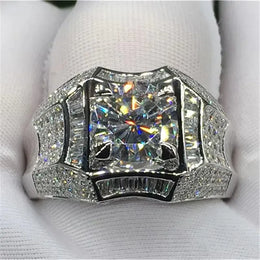 KissICON 14K Gold 3 Carats Diamond Ring for Men Rock 14k Gold Jewelry Anillo Esmaltado Silver 925 Jewelry Bague Diamant Bizuteria Rings