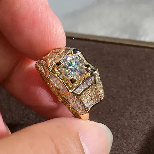 KissICON 14K Gold 3 Carats Diamond Ring for Men Rock 14k Gold Jewelry Anillo Esmaltado Silver 925 Jewelry Bague Diamant Bizuteria Rings