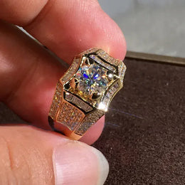 KissICON 14K Gold 3 Carats Diamond Ring for Men Rock 14k Gold Jewelry Anillo Esmaltado Silver 925 Jewelry Bague Diamant Bizuteria Rings