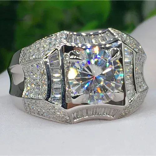 KissICON 14K Gold 3 Carats Diamond Ring for Men Rock 14k Gold Jewelry Anillo Esmaltado Silver 925 Jewelry Bague Diamant Bizuteria Rings