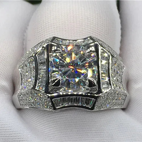 KissICON 14K Gold 3 Carats Diamond Ring for Men Rock 14k Gold Jewelry Anillo Esmaltado Silver 925 Jewelry Bague Diamant Bizuteria Rings