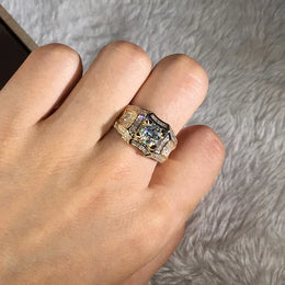 KissICON 14K Gold 3 Carats Diamond Ring for Men Rock 14k Gold Jewelry Anillo Esmaltado Silver 925 Jewelry Bague Diamant Bizuteria Rings