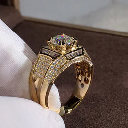 KissICON 14K Gold 3 Carats Diamond Ring for Men Rock 14k Gold Jewelry Anillo Esmaltado Silver 925 Jewelry Bague Diamant Bizuteria Rings