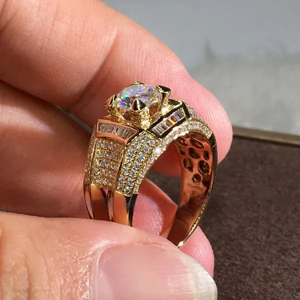 KissICON 14K Gold 3 Carats Diamond Ring for Men Rock 14k Gold Jewelry Anillo Esmaltado Silver 925 Jewelry Bague Diamant Bizuteria Rings
