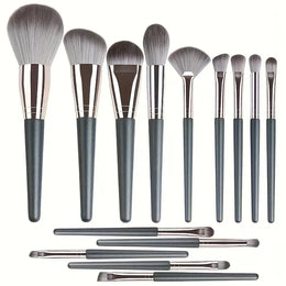 KissICON 14PC-Green KissIcon 14 Piece Makeup Brush Set - Soft