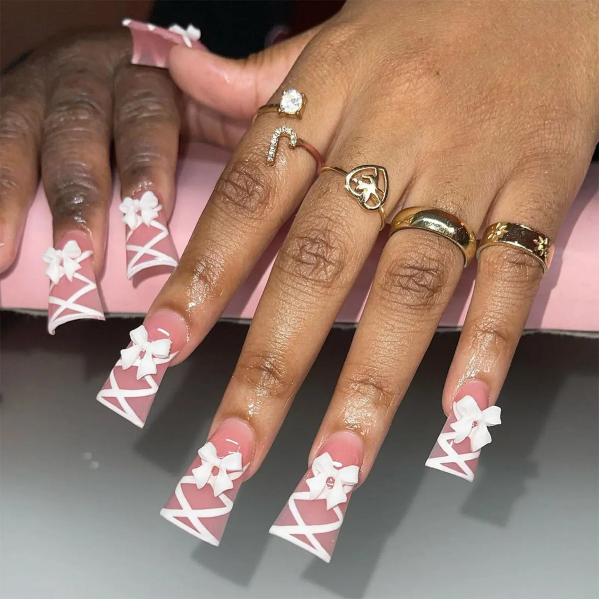 KissICON 15 / CHINA KissIcon Duckbill Pink Leopard Fake Nails Full Cover
