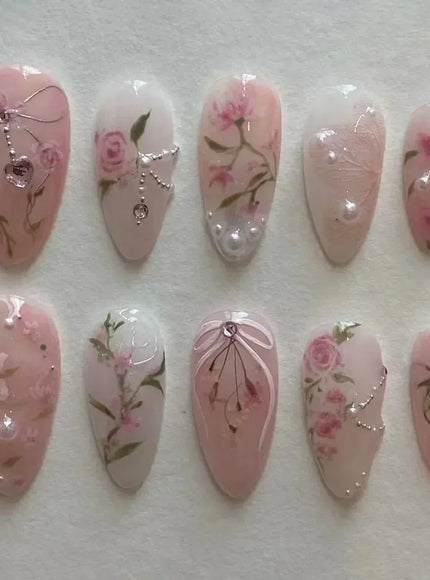 KissICON 15 KissIcon False Nails Press On Almond Flower Bow