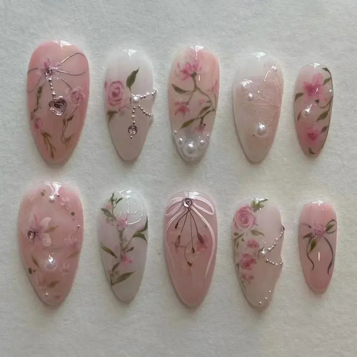KissICON 15 KissIcon False Nails Press On Almond Flower Bow