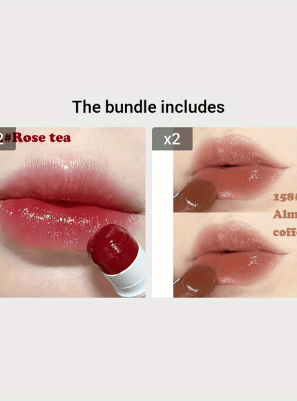 KissICON 152#Rose Tea*2+158#Almond Coffee*2 KissIcon Tinted Lip Balm Hydrating Exfoliating Lip Care