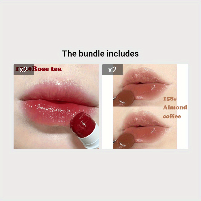 KissICON 152#Rose Tea*2+158#Almond Coffee*2 KissIcon Tinted Lip Balm Hydrating Exfoliating Lip Care