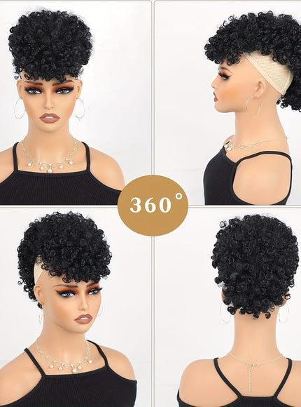 [KissIcon]KKSILK Afro High Puff Ponytail - Drawstring Bangs