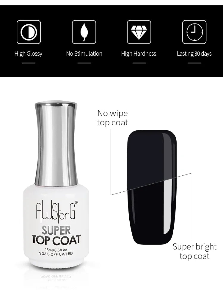 KissICON 15ml Super Top Coat KissIcon AWStorG 15ml Super Top Coat Varnish -
